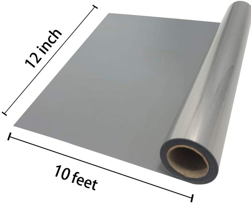 FUNKAKA Heat Transfer Vinyl Reflective Dark Gray HTV Roll, 12" x 10ft Iron on Vinyl for All Cutter Machine, HTV for T-Shirts Easy to Cut & Weed for Heat Vinyl DIY Design - Image 2